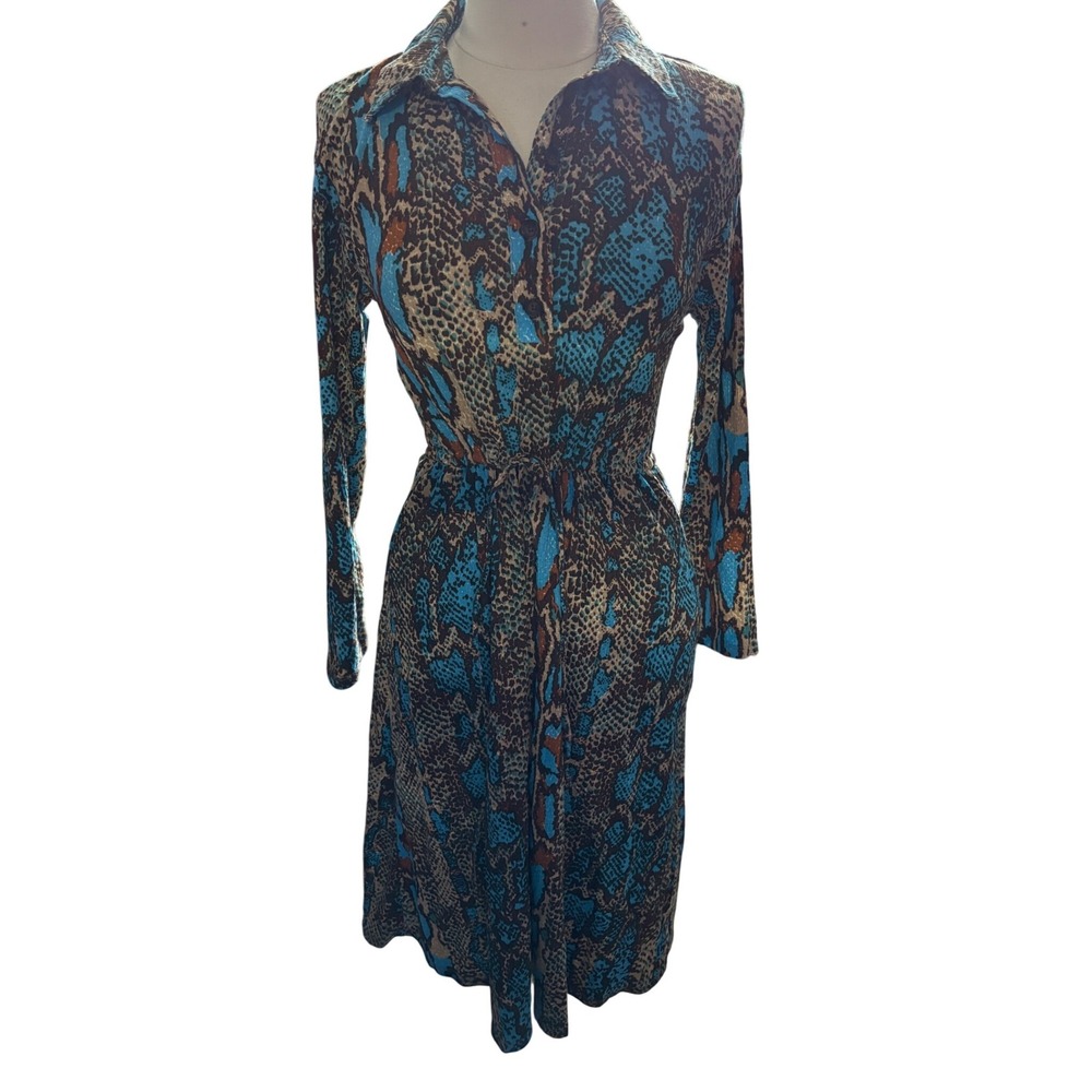 ZARA TRAFALUC Snake Print Shirt Dress Long Sleeve SMALL